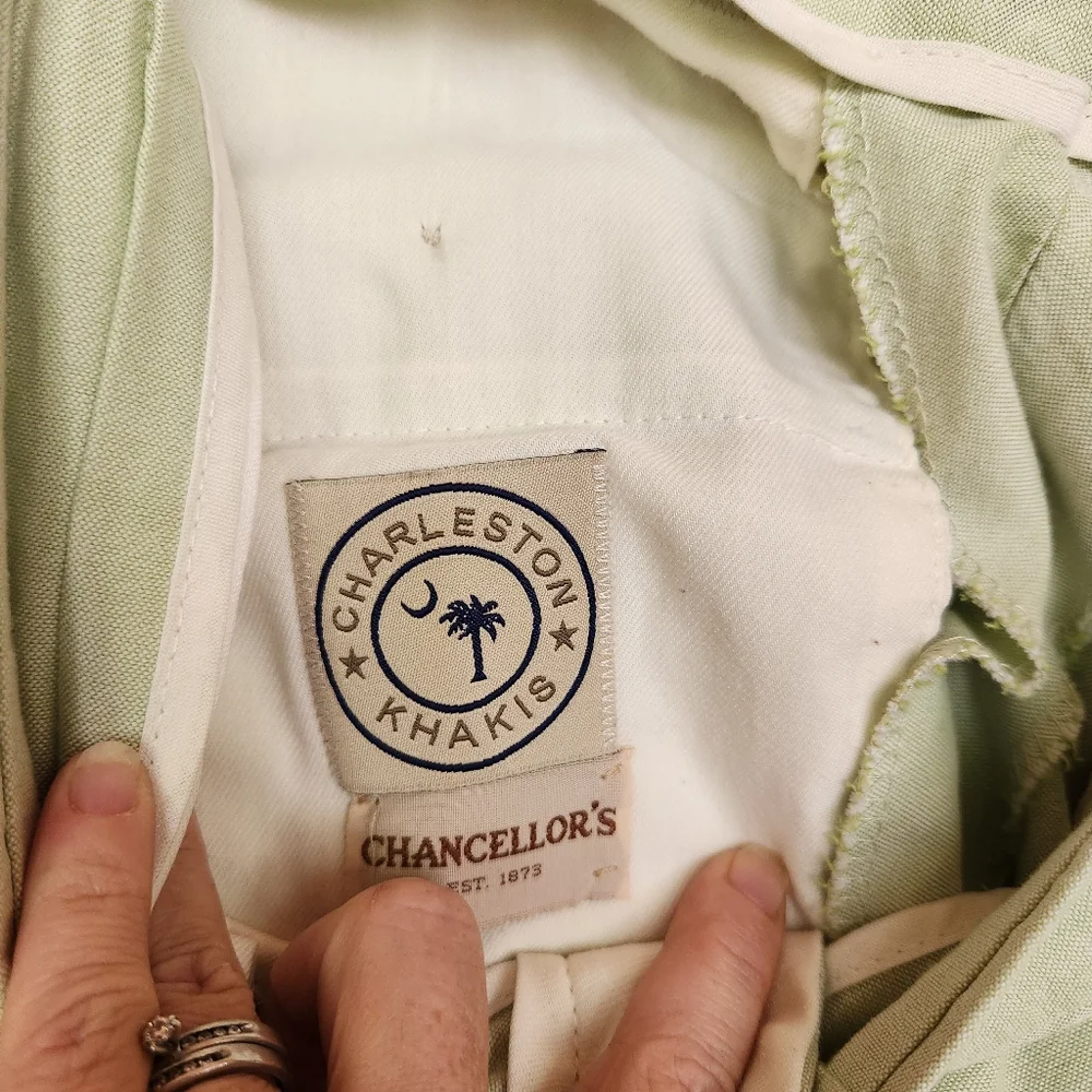 Charleston Khakis Light Green Twill Slacks Trouser Pants Preppy Tall Sz 32 X 34